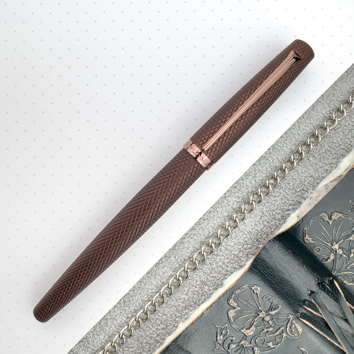 Diplomat Viper Rollerball Pen - Brown Guilloche