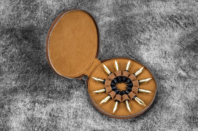 Galen Leather The Nib Circle - Leather Zip Nib Case for 12 Nibs