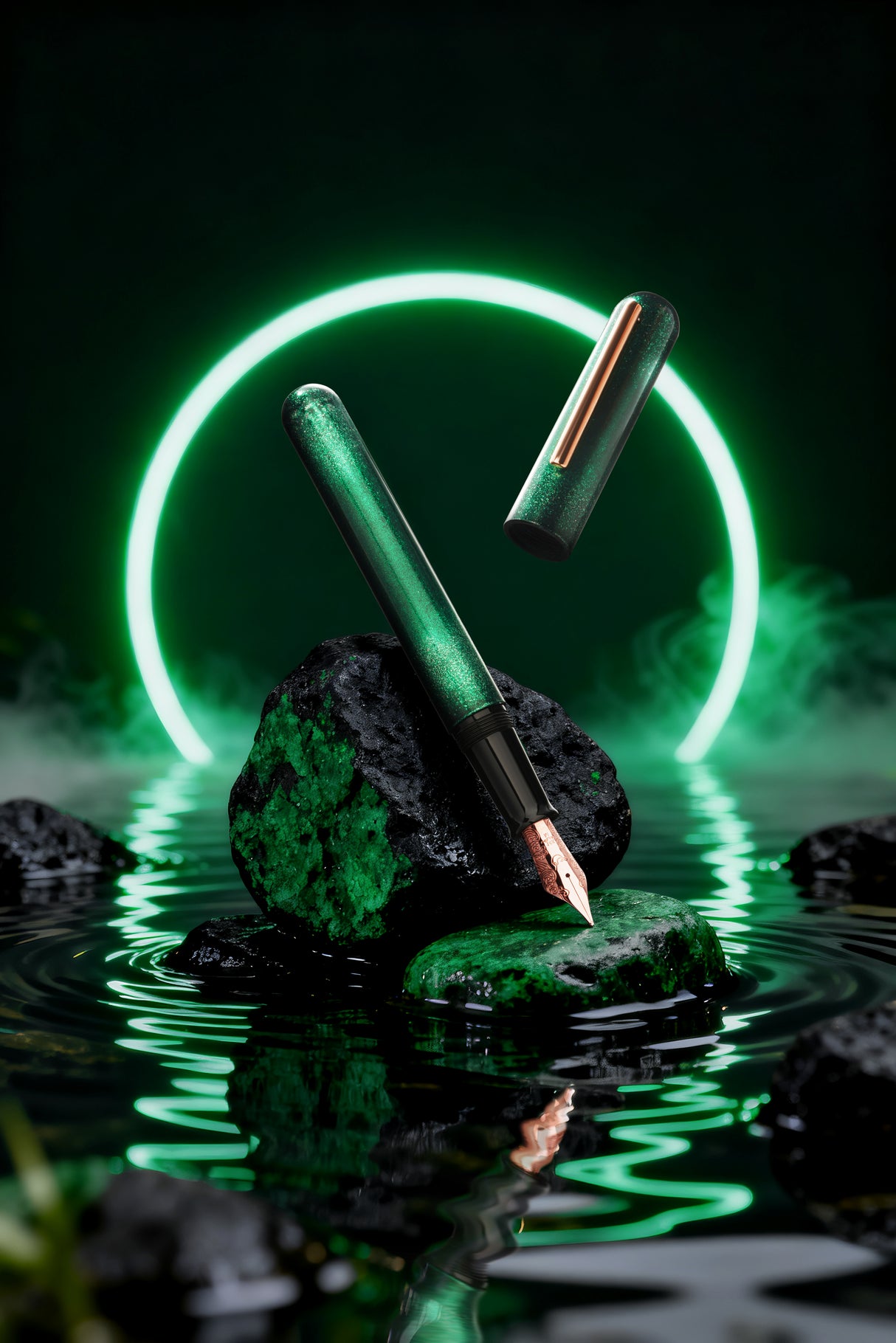 IKKAKU by Nahvalur Fountain Pen - Green Moon