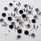 CoraCreaCrafts Black and White Rose Trinkets