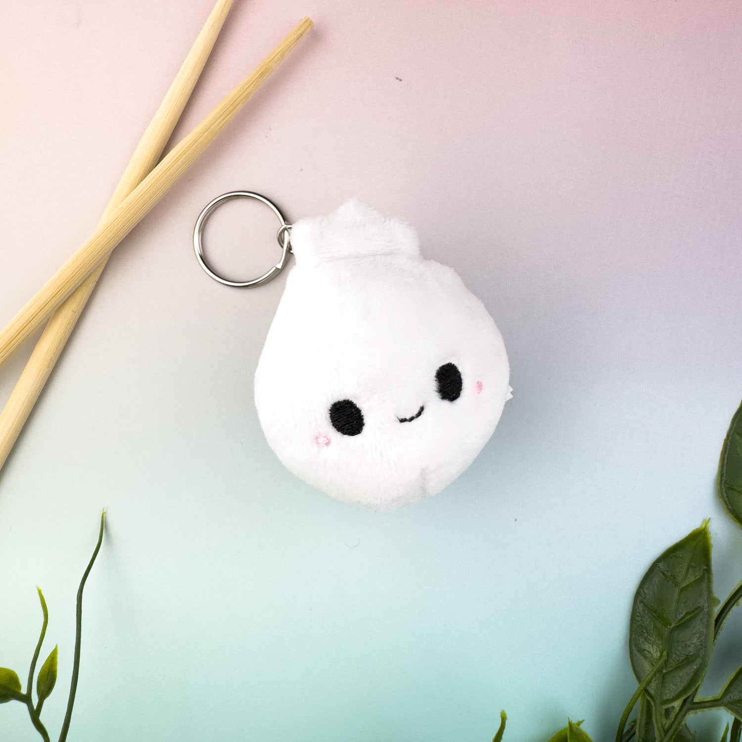 Tiny Bao Plush Keychain: With Steamer
