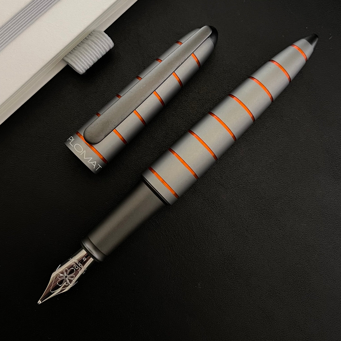 Diplomat Elox Fountain Pen - Grey with Orange Rings