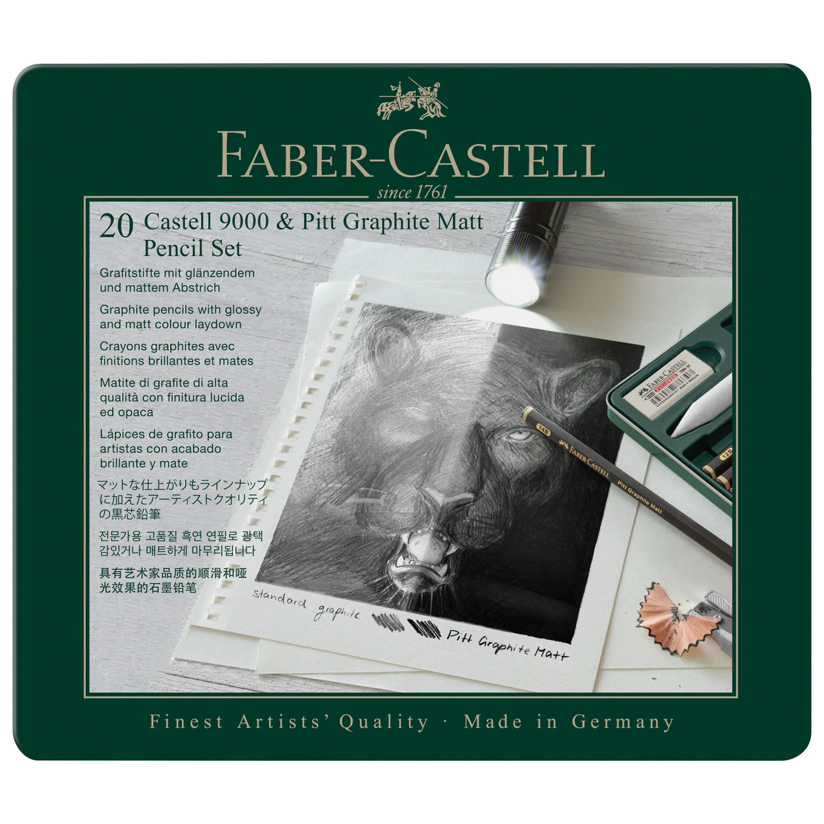 Faber-Castell 9000 & Pitt Graphite Matte Pencil Set - 20 Pack Faber-Castell 9000 & Pitt Graphite Matte Pencil Set - 20 Pack