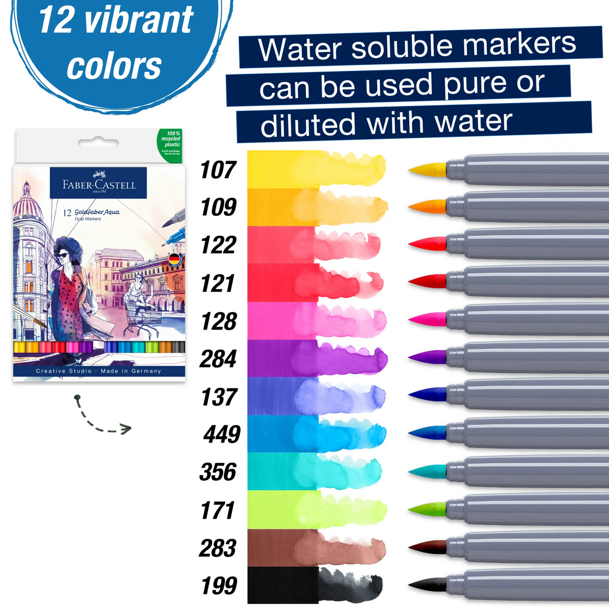 Faber-Castell Goldfaber Aqua Dual Markers - 12 Pack