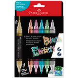 Faber-Castell Black Edition Shake & Paint Acrylic Metallic Markers - 6 Pack