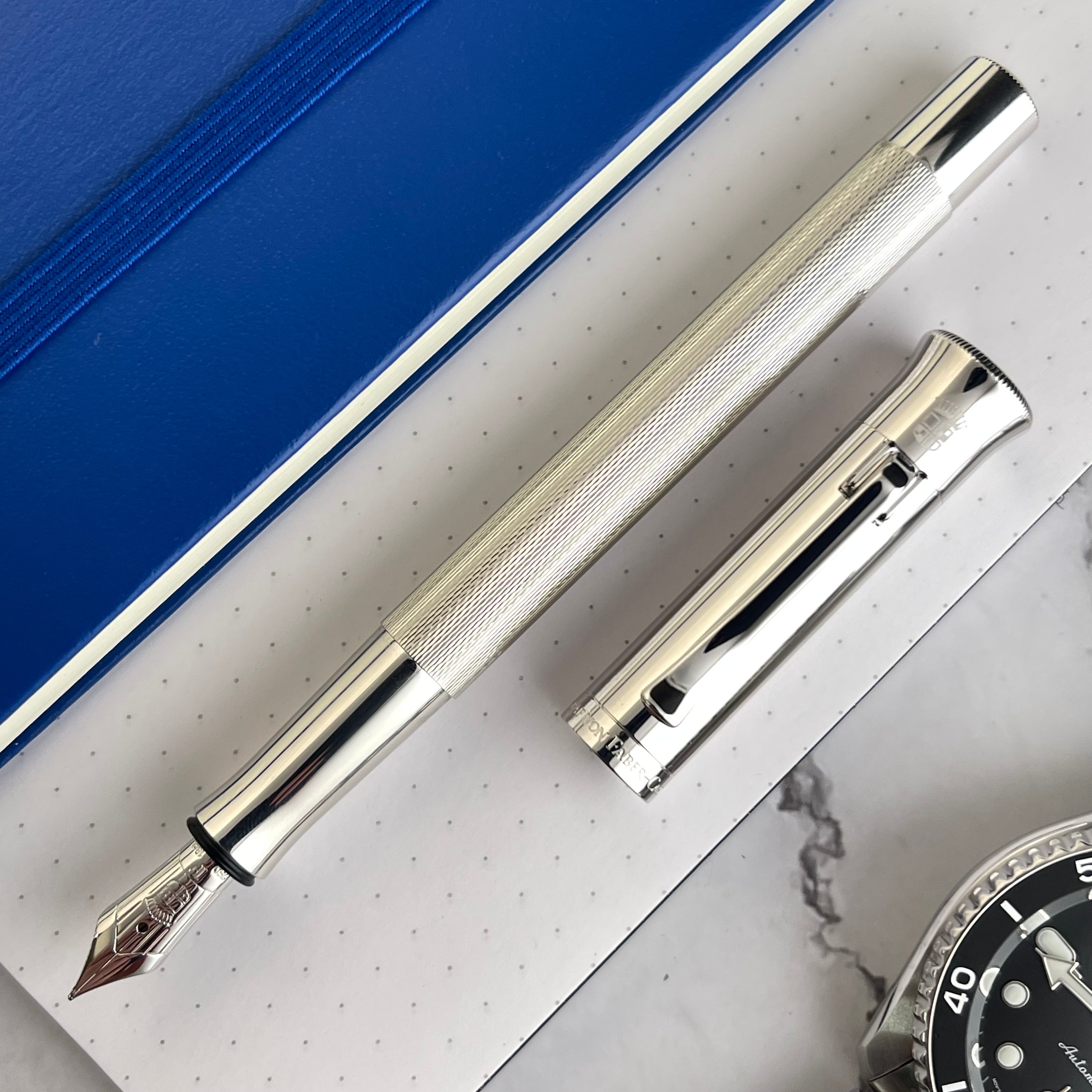 Graf von Faber-Castell Guilloche Fountain Pen - Rhodium – Atlas