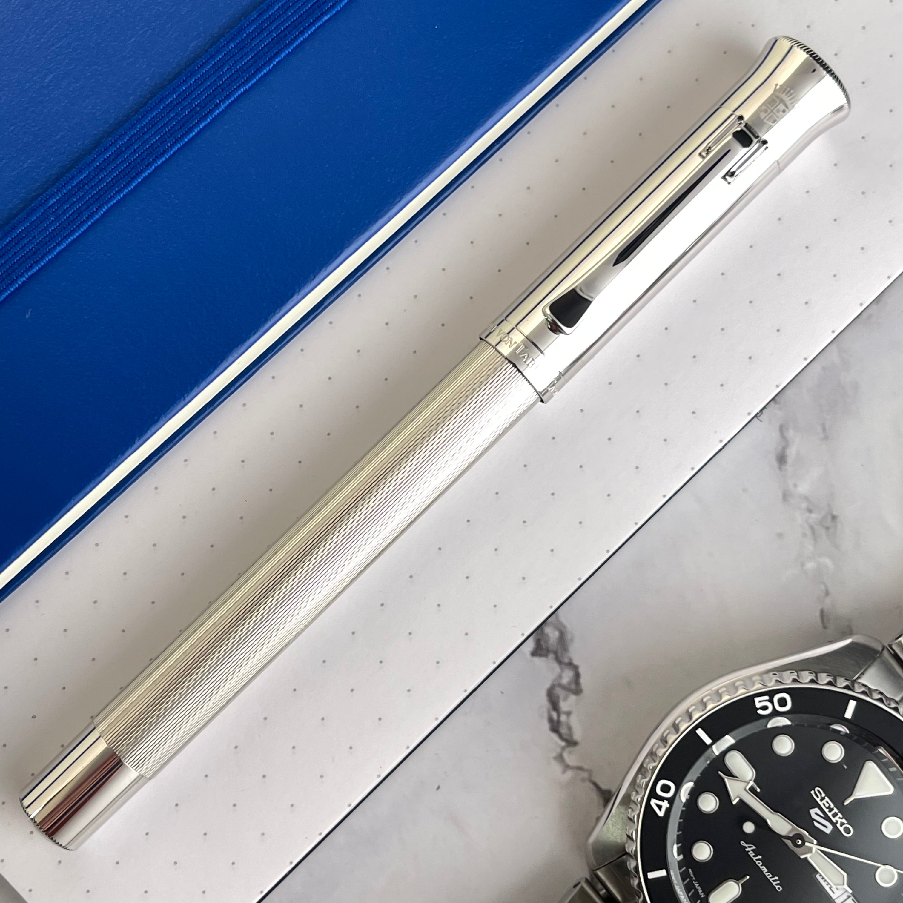 Graf von Faber-Castell Guilloche Fountain Pen - Rhodium – Atlas