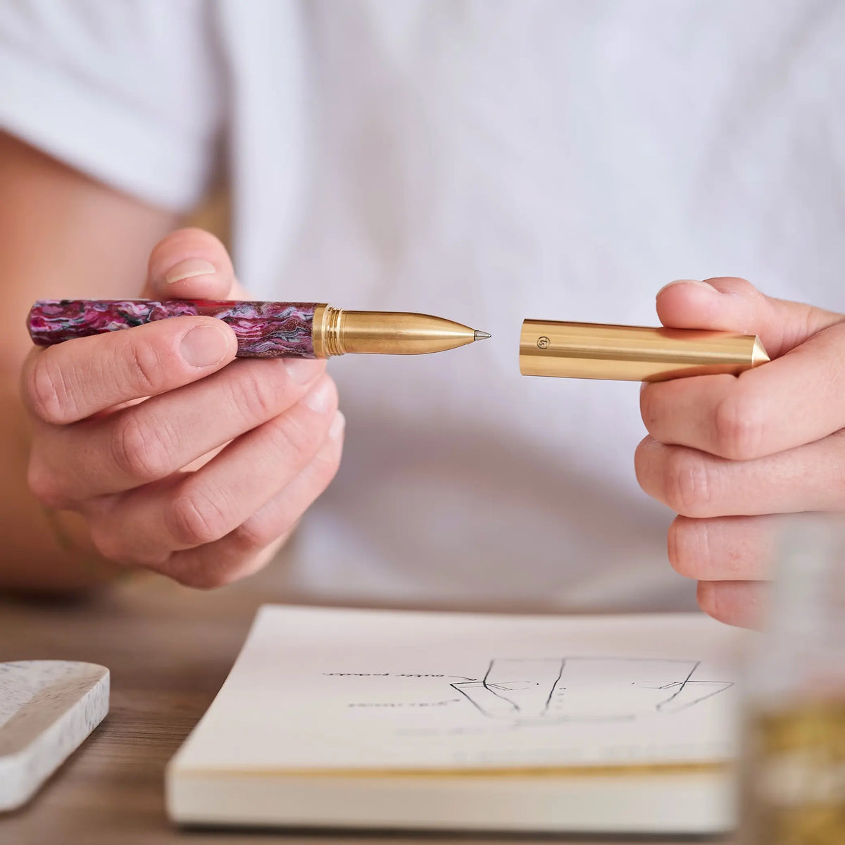 Tom's Studio Studio Handmade Fountain Pen - Fabreco Pink Beach