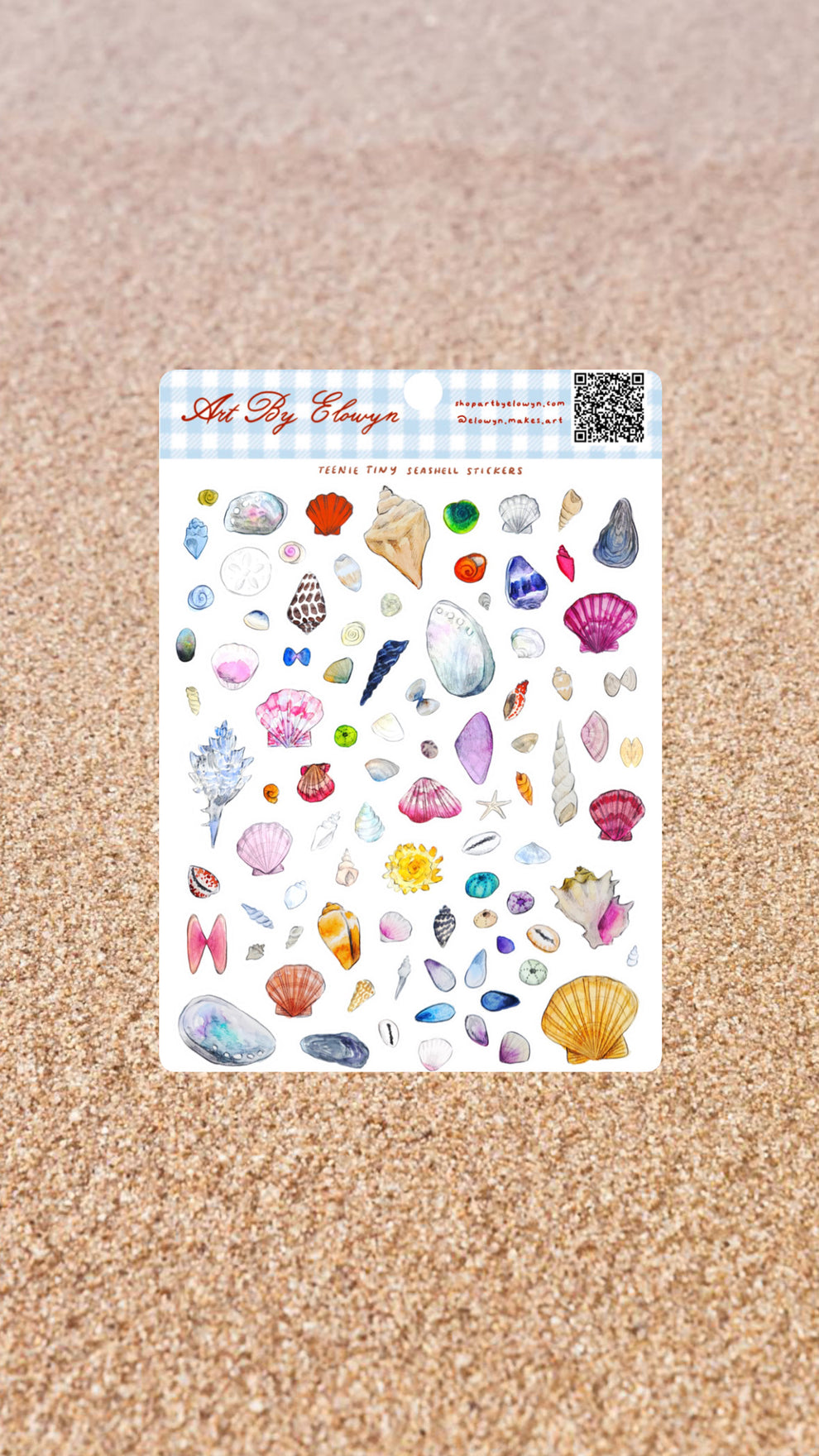 Art By Elowyn Teenie Tiny Seashells Sticker Sheet - 5" x 7" Sticker Sheet