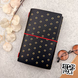 Imperfect Concepts Dancer Leather Notebook - A5 Trifold - Black w/ Gold Grommets
