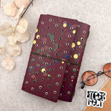 Imperfect Concepts Dancer Leather Notebook - A5 Trifold - Painted Maroon w/ Gunmetal & Silver Grommets