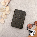 Imperfect Concepts Juniper Leather Notebook - A6 Trifold -Olive w/ Gold & Brass Grommets