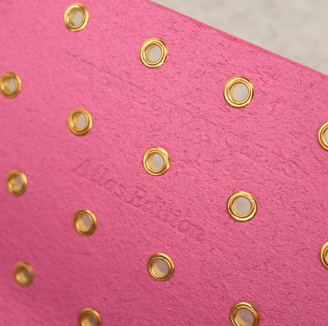 Imperfect Concepts Niko Leather Notebook - B6 Trifold - Painted Pink Atlas Exclusive w/ Gold Grommets