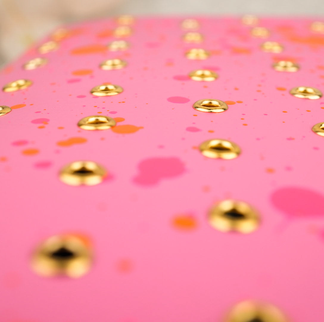 Imperfect Concepts Niko Leather Notebook - B6 Trifold - Painted Pink Atlas Exclusive w/ Gold Grommets