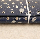 Imperfect Concepts Niko Leather Notebook - B6 Trifold - Painted Deep Sea w/ Silver Grommets