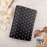 Imperfect Concepts Thatcher Leather Notebook - A5 Bifold - Black w/ SIlver Grommets