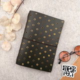 Imperfect Concepts Thatcher Leather Notebook - A5 Bifold - Olive w/ Gold & Brass Grommets