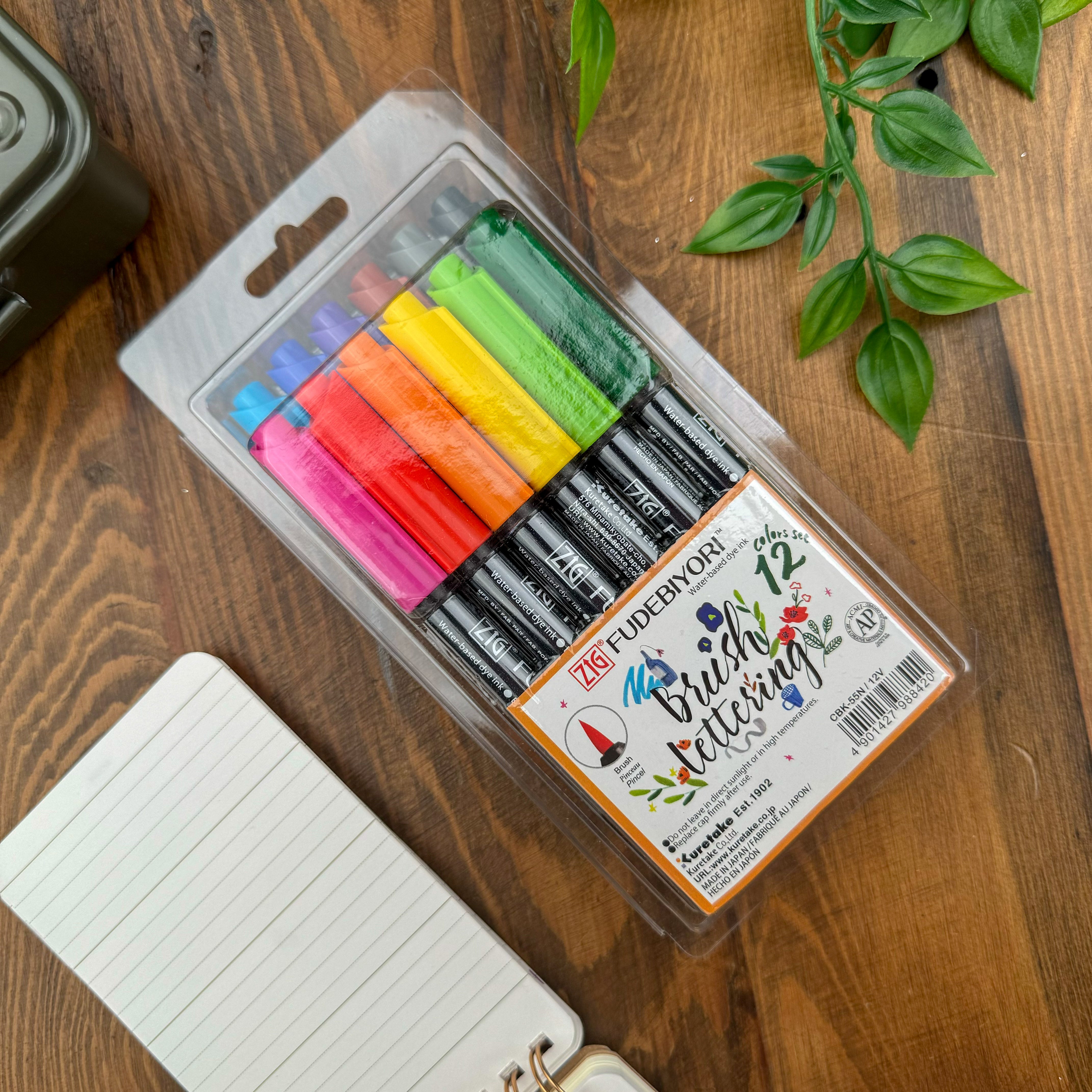 Kuretake Zig Fudebiyori Brush Lettering Markers (Set of 12