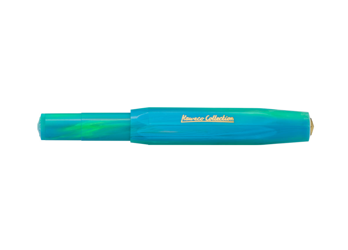 Kaweco Collection Fountain Pen - Marble Ocean, capped, angle 2