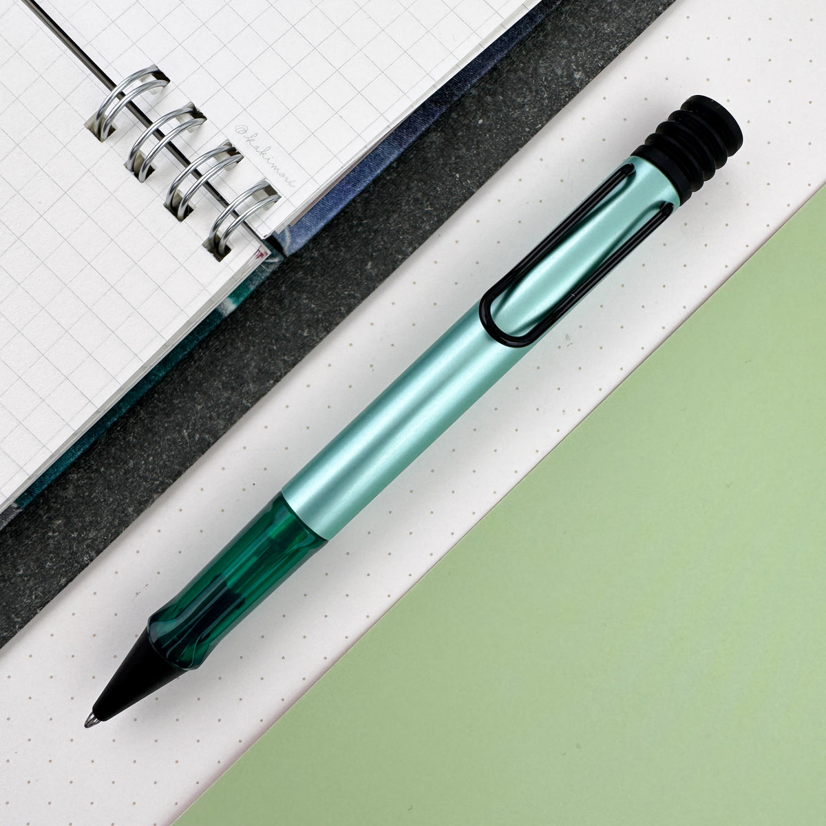 Lamy AL-star Azure Ballpoint Pen - Medium Point, Aluminum Body With Transparent Grip & Chrome Clip, Includes Black Refill