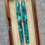 Leonardo Momento Magico Fountain Pen - J Brooks Teal w/ Rose Gold Trim (Atlas Exclusive)(Doorbuster)