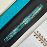 Leonardo Momento Magico Fountain Pen - J Brooks Teal w/ Rose Gold Trim (Atlas Exclusive)(Doorbuster)