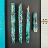 Leonardo Momento Magico Fountain Pen - J Brooks Teal w/ Rose Gold Trim (Atlas Exclusive)(Doorbuster)