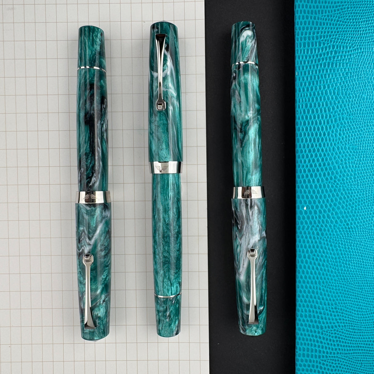 Leonardo Momento Magico Fountain Pen - J Brooks Teal w/ Silver Trim (Atlas Exclusive)(Doorbuster)