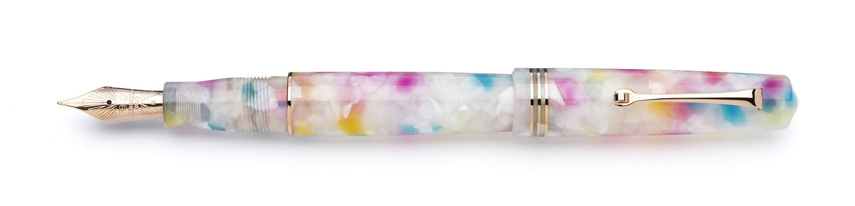 Leonardo Momento Zero Rainbow Sprinkles fountain pen with rose gold trim