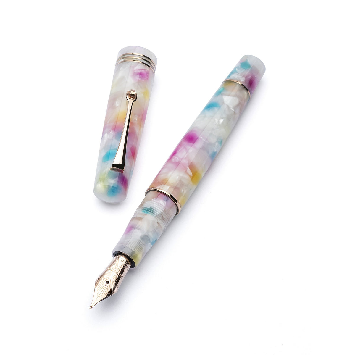 Leonardo Momento Zero Rainbow Sprinkles fountain pen with rose gold trim