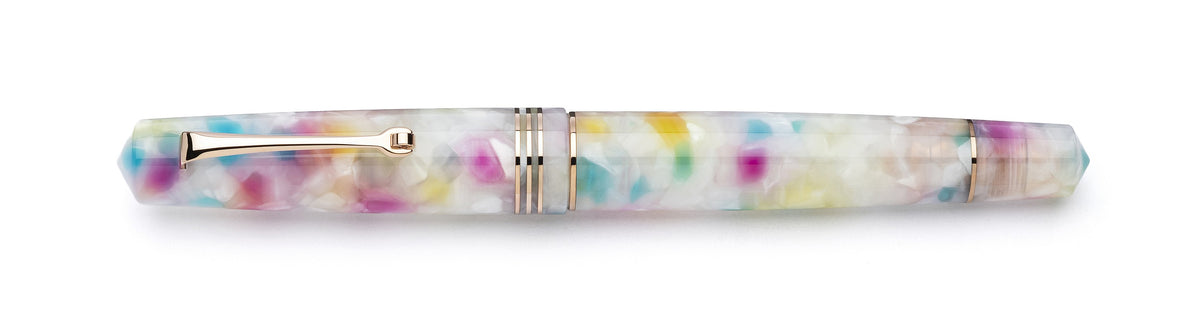 Leonardo Momento Zero Rainbow Sprinkles fountain pen with rose gold trim