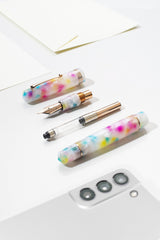 Leonardo Momento Zero Rainbow Sprinkles fountain pen with rose gold trim
