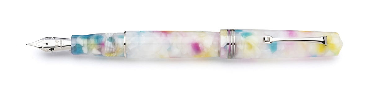 Leonardo Momento Zero Rainbow Sprinkles fountain pen with silver trim