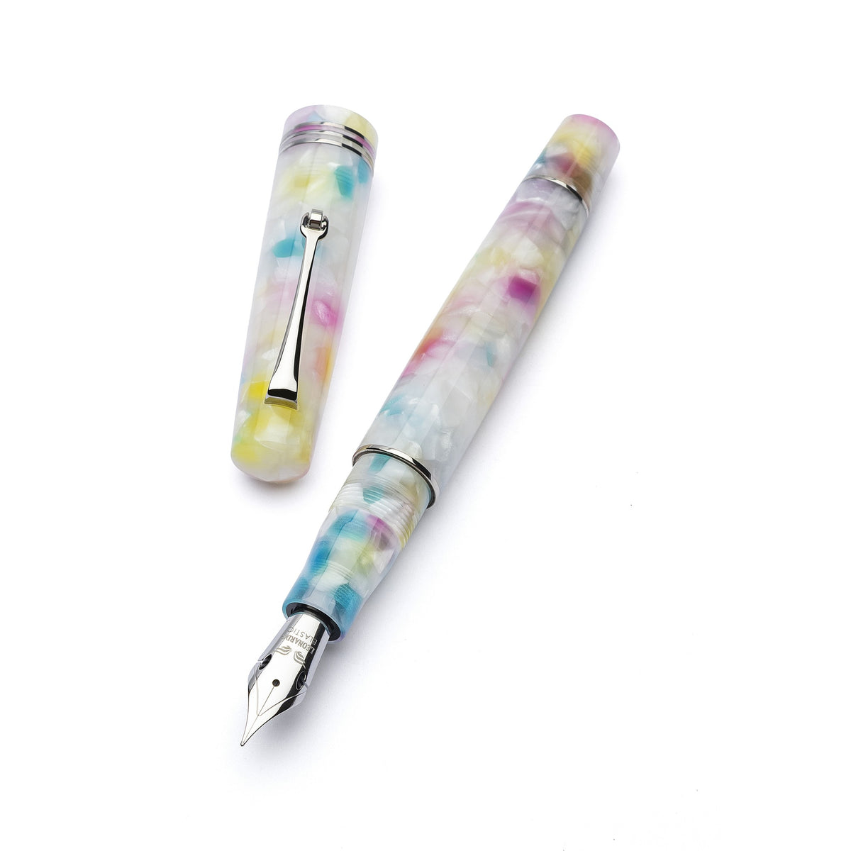 Leonardo Momento Zero Rainbow Sprinkles fountain pen with silver trim