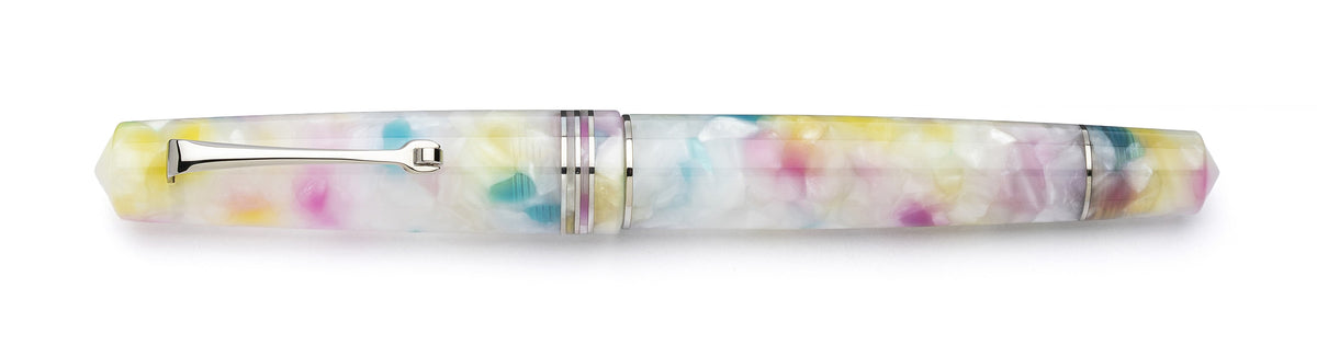Leonardo Momento Zero Rainbow Sprinkles fountain pen with silver trim