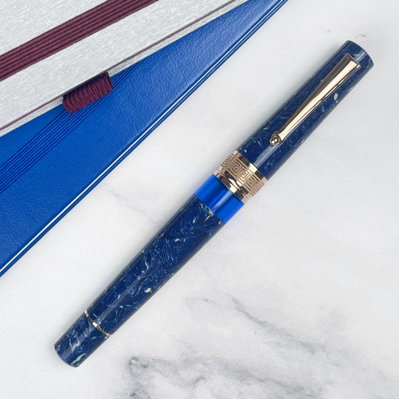 Delta Lapis Blue Celluloid Fountain Pen with Rose Gold Trim (Limited Edition)