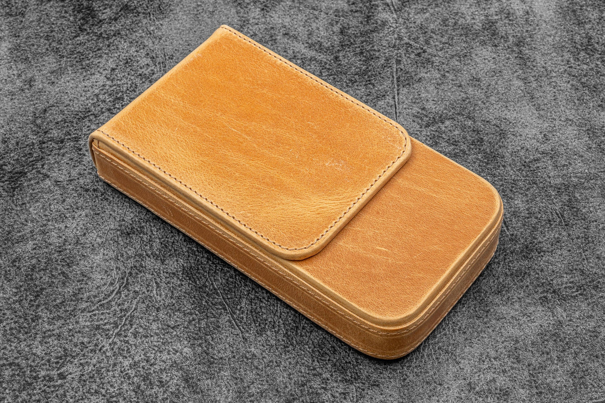 Galen Leather Magnum Opus 3 Slot Hard Pen Case with Removable Pen Tray