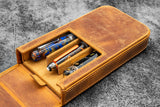 Galen Leather Magnum Opus 3 Slot Hard Pen Case with Removable Pen Tray