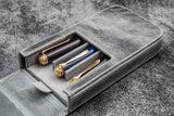Galen Leather Magnum Opus 3 Slot Hard Pen Case with Removable Pen Tray