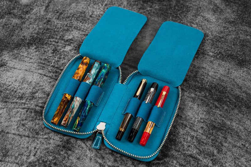 Galen Leather 6 Pen Zipper Case