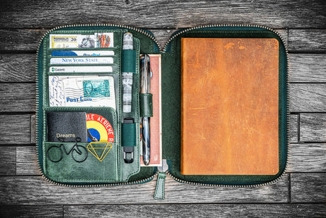 Galen Leather Zipped B6 Notebook Folio