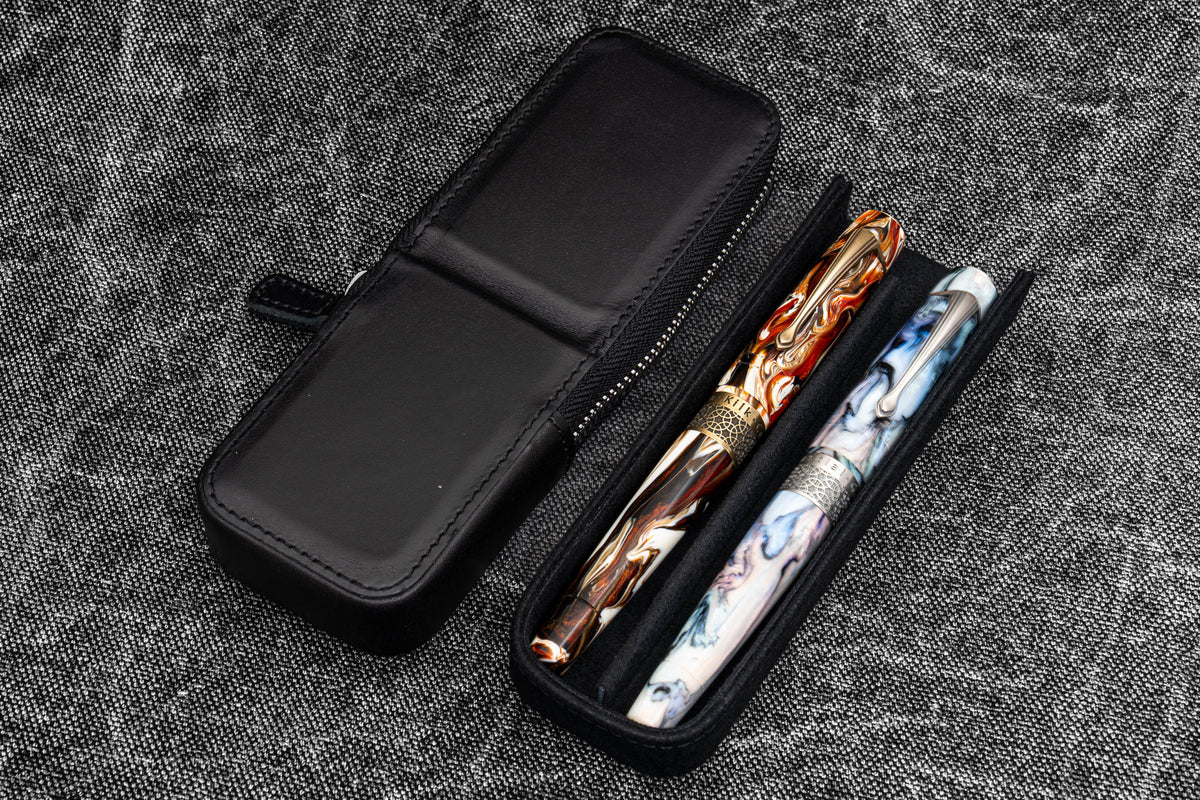 Galen Leather Zippered Magnum Opus 2 Slot Pen Case
