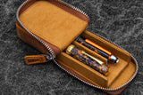 Galen Leather Zippered Magnum Opus 2 Slot Pen Case