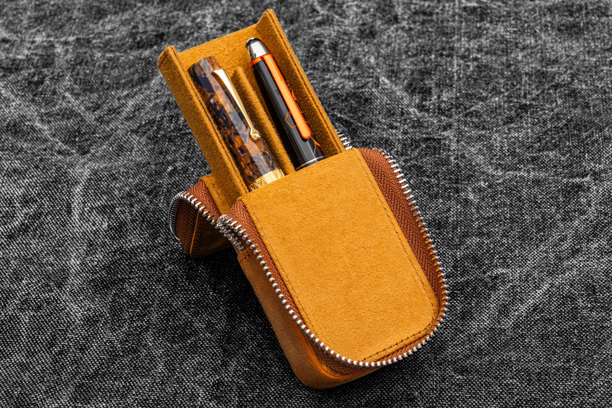 Galen Leather Zippered Magnum Opus 2 Slot Pen Case