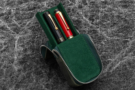 Galen Leather Zippered Magnum Opus 2 Slot Pen Case