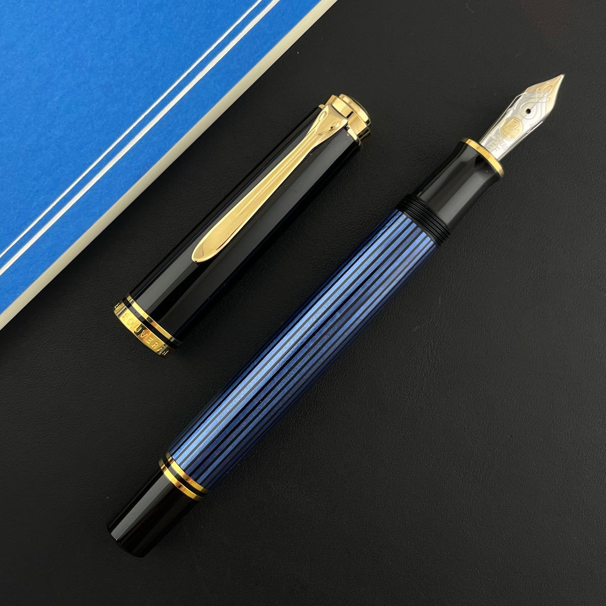 Pelikan Souveran M600 Fountain Pen - Black-Blue – Atlas Stationers