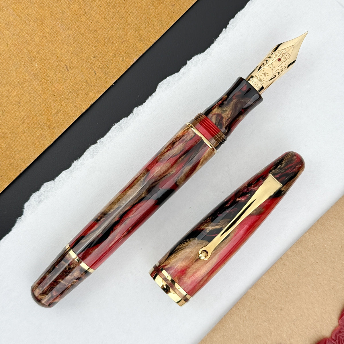 Gold Ruler Pen Maiora Ultra Ogiva Golden Rule Fountain Pen - 14K Gold Nib (Limited Ed ...