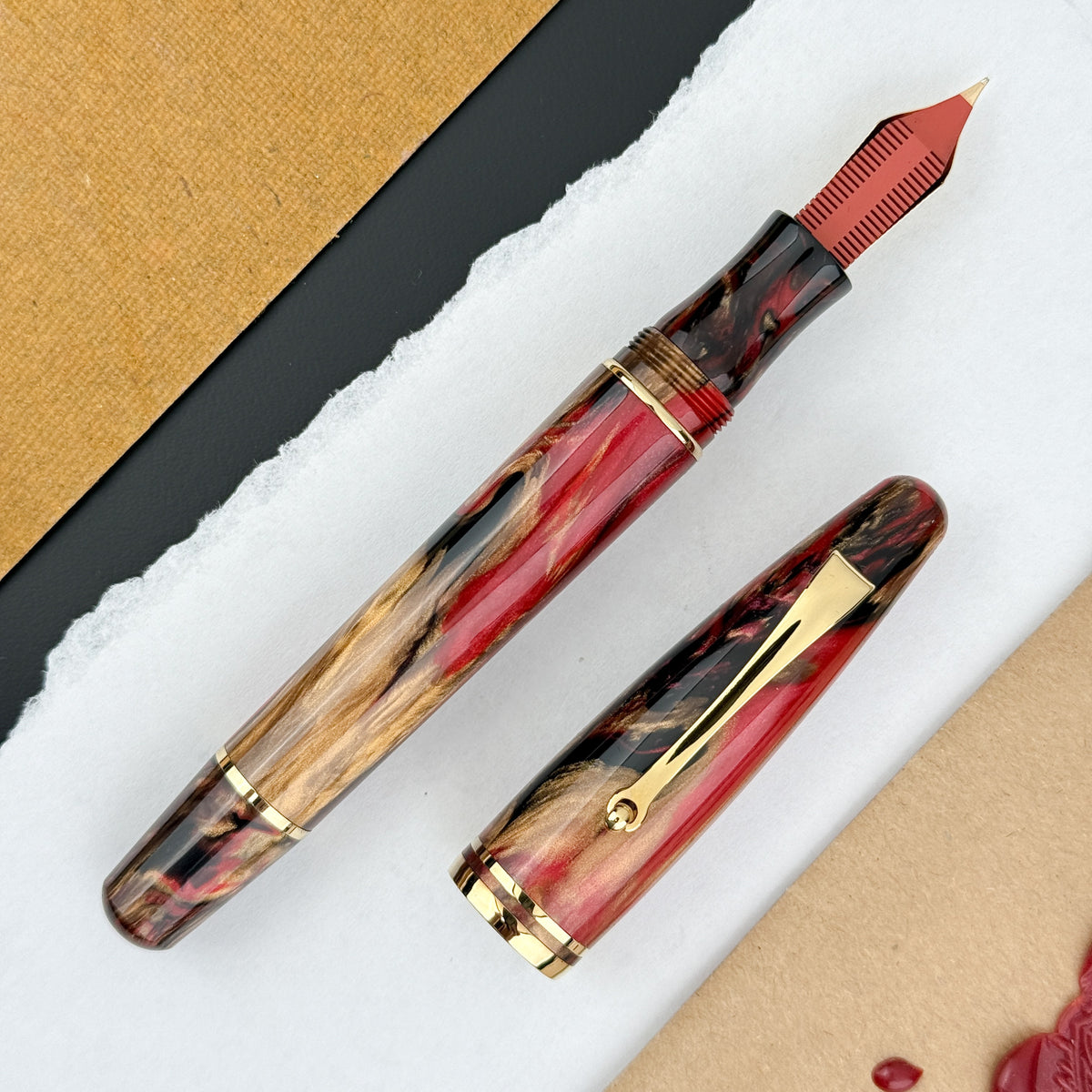 Gold Ruler Pen Maiora Ultra Ogiva Golden Rule Fountain Pen - 14K Gold Nib (Limited Ed ...