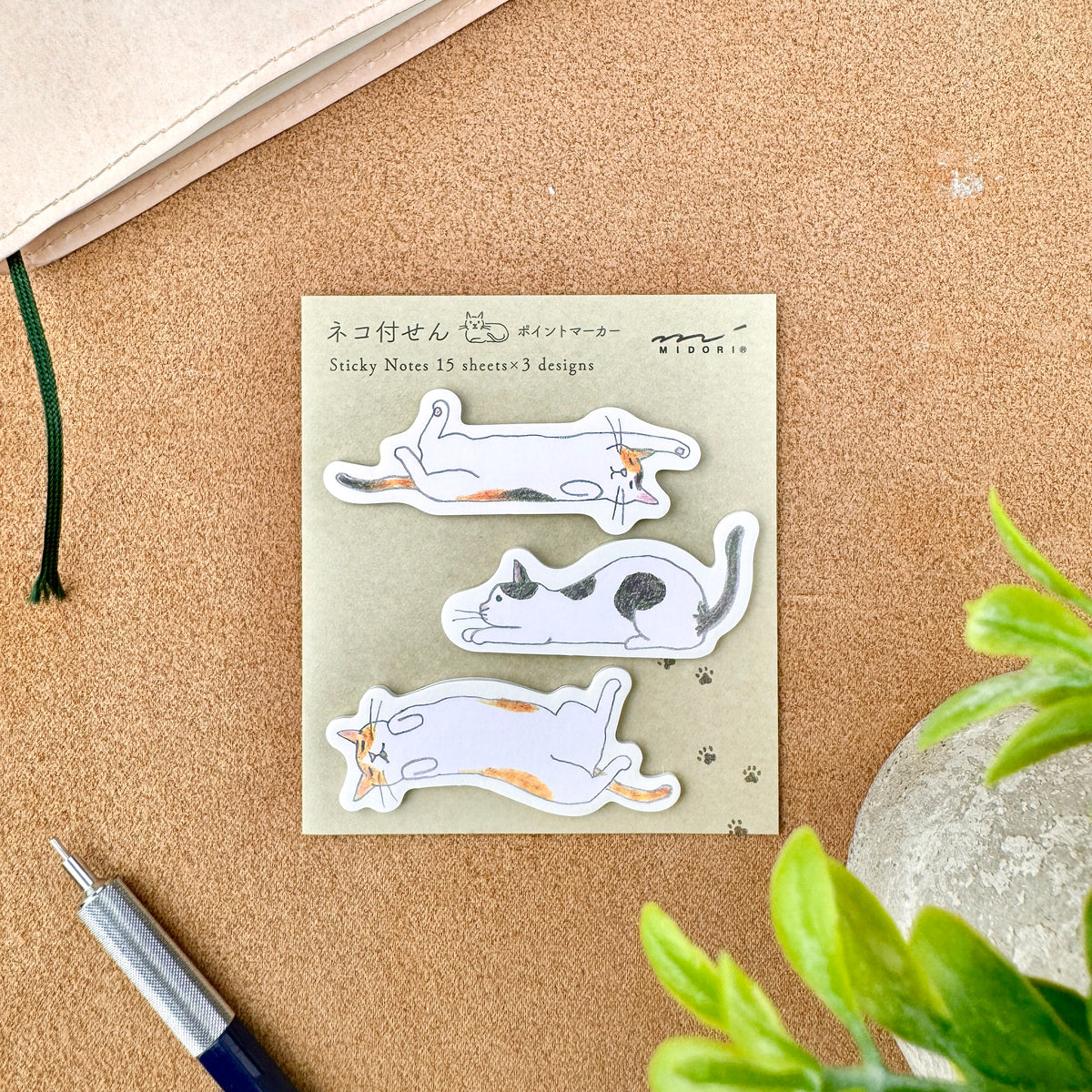 Midori Sticky Notes - Point Cat Stretching – Atlas Stationers