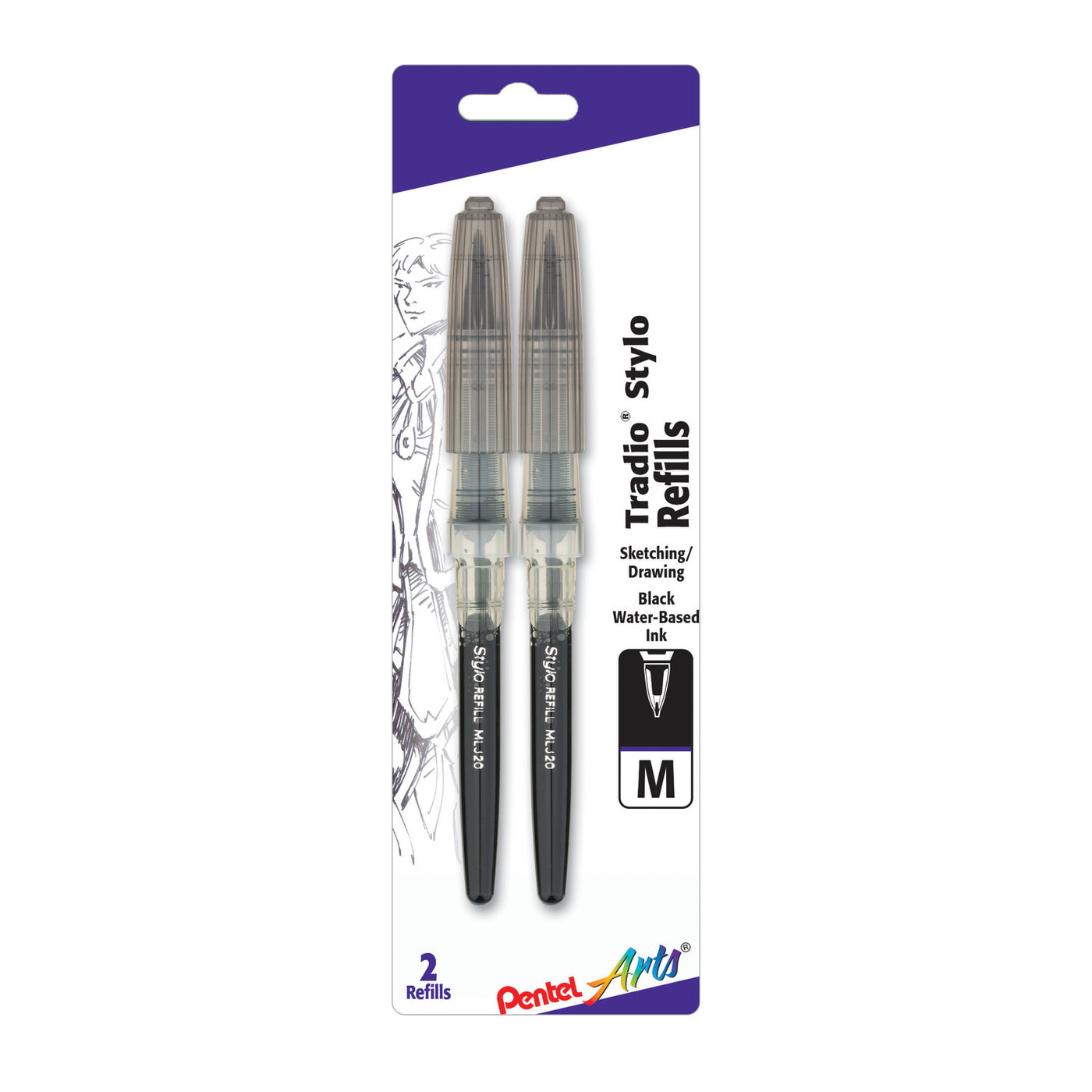 Pentel Tradio Stylo Sketch Pen Refill - 2 Pack